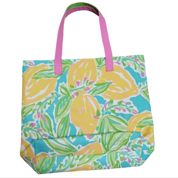 Lilly Pulitzer Estee Lauder Women's Tote Lilly's Lemon Print Bag Carryall 17"X14 - Picture 2 of 6